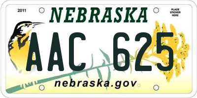 NE license plate AAC625