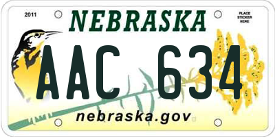 NE license plate AAC634