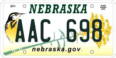 NE license plate AAC698