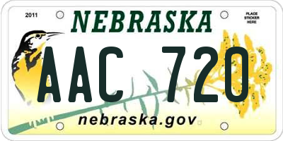 NE license plate AAC720