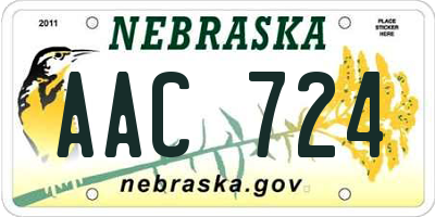 NE license plate AAC724