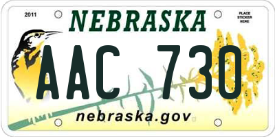 NE license plate AAC730
