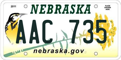 NE license plate AAC735