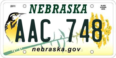 NE license plate AAC748