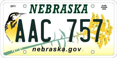 NE license plate AAC757