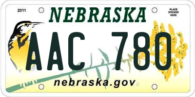 NE license plate AAC780