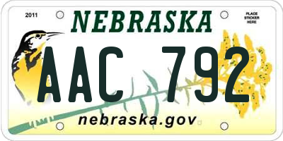 NE license plate AAC792