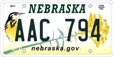 NE license plate AAC794