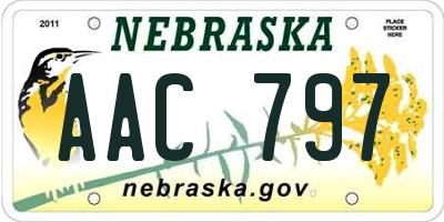 NE license plate AAC797
