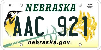 NE license plate AAC921