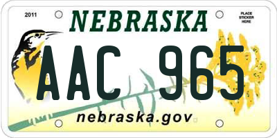 NE license plate AAC965