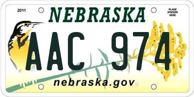 NE license plate AAC974