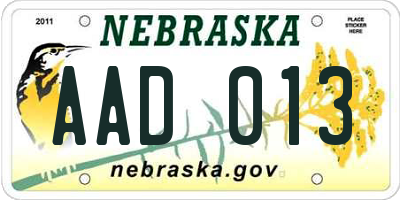 NE license plate AAD013