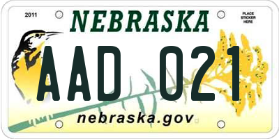 NE license plate AAD021