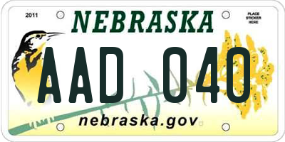 NE license plate AAD040