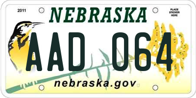 NE license plate AAD064