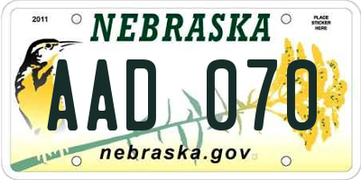 NE license plate AAD070