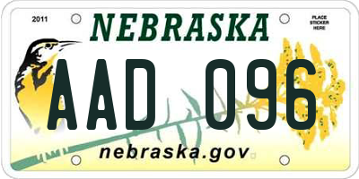 NE license plate AAD096