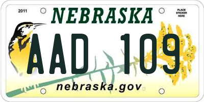 NE license plate AAD109