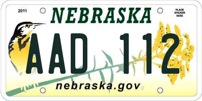 NE license plate AAD112