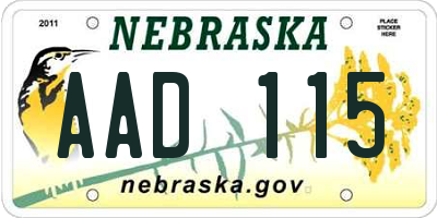 NE license plate AAD115