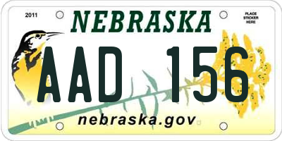 NE license plate AAD156