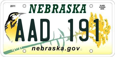 NE license plate AAD191