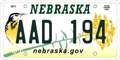NE license plate AAD194