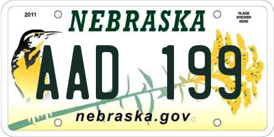 NE license plate AAD199