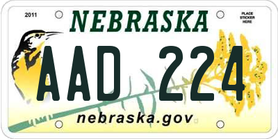 NE license plate AAD224