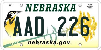 NE license plate AAD226