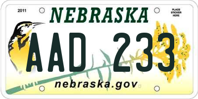 NE license plate AAD233
