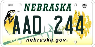 NE license plate AAD244