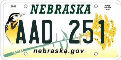 NE license plate AAD251