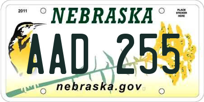 NE license plate AAD255