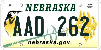 NE license plate AAD262