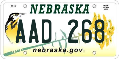 NE license plate AAD268