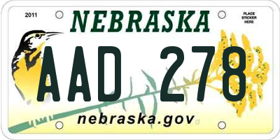 NE license plate AAD278