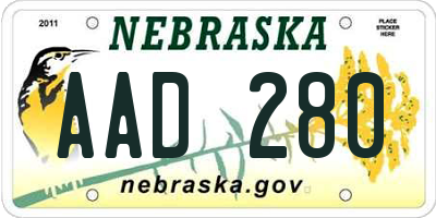 NE license plate AAD280