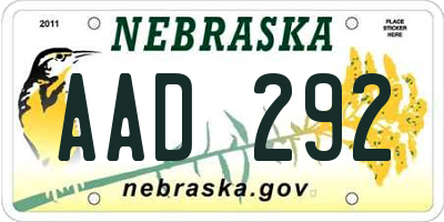 NE license plate AAD292