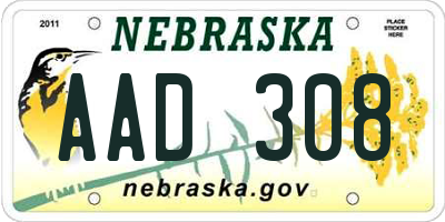 NE license plate AAD308