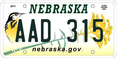 NE license plate AAD315