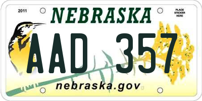 NE license plate AAD357