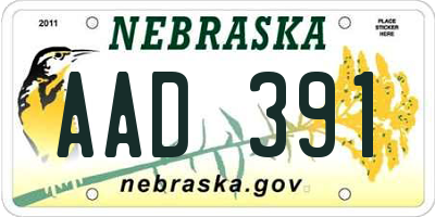 NE license plate AAD391
