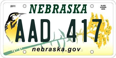 NE license plate AAD417