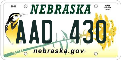 NE license plate AAD430