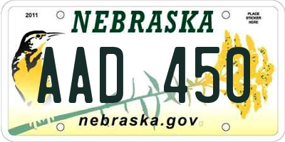 NE license plate AAD450