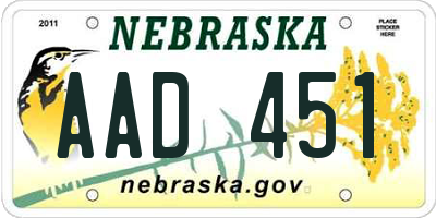 NE license plate AAD451