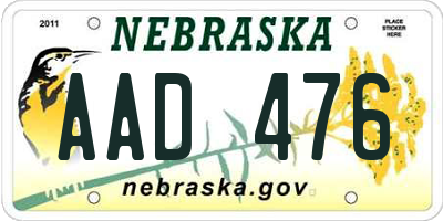 NE license plate AAD476