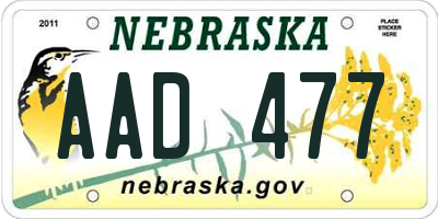 NE license plate AAD477